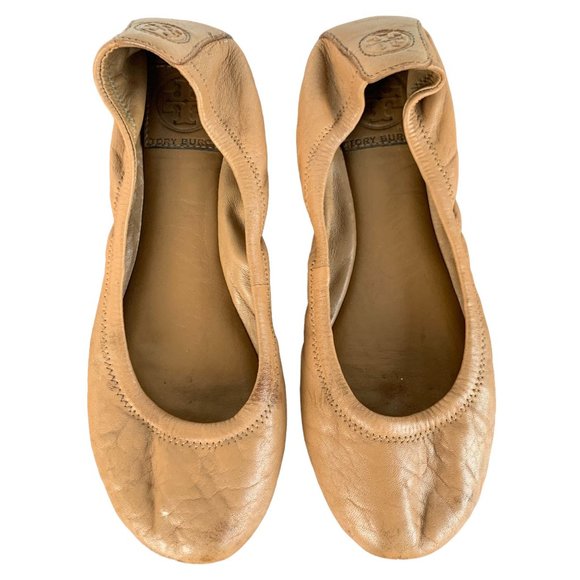 Tory Burch Women's Eddie Lamb Leather Ballet Flats in Royal Tan Size 6.5 - Picture 2 of 11